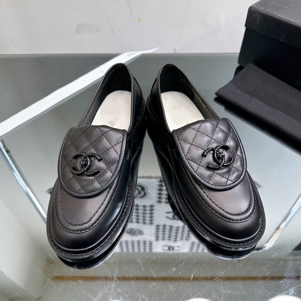 Chanel Moccasins Black Quilted Calfskin