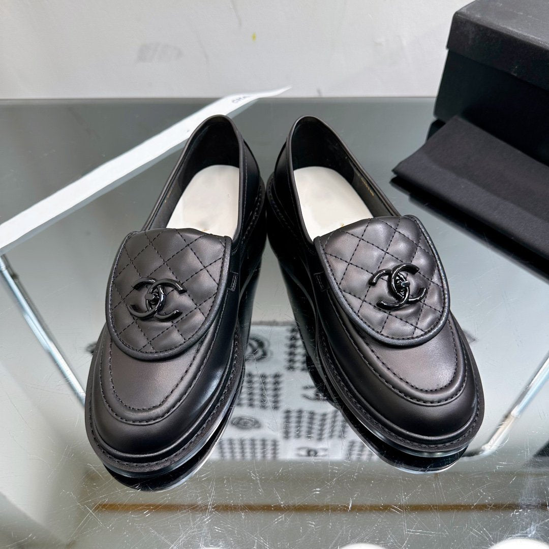 Chanel Moccasins Black Quilted Calfskin