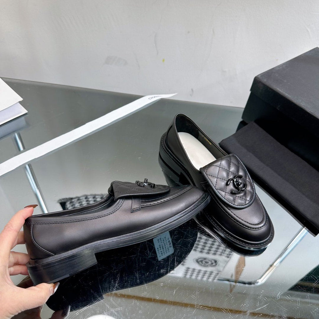 Chanel Moccasins Black Quilted Calfskin
