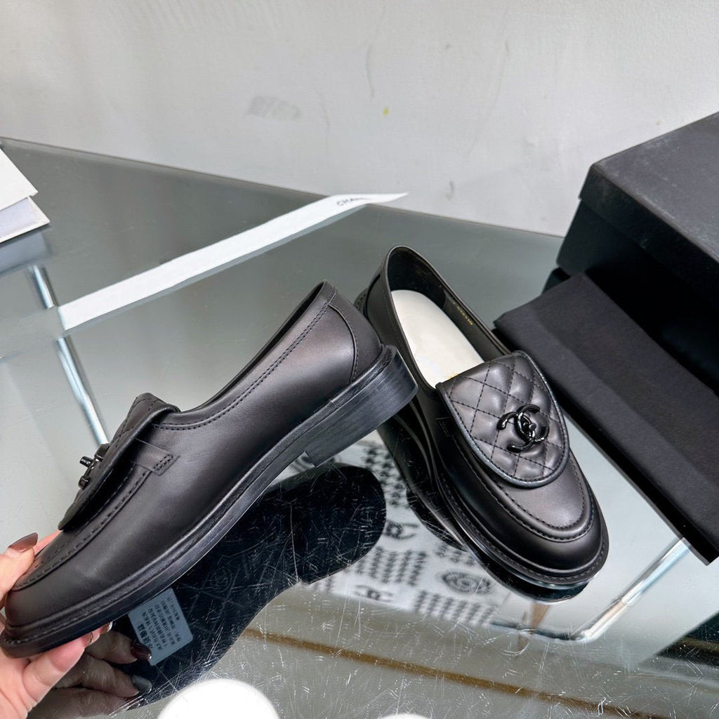 Chanel Moccasins Black Quilted Calfskin