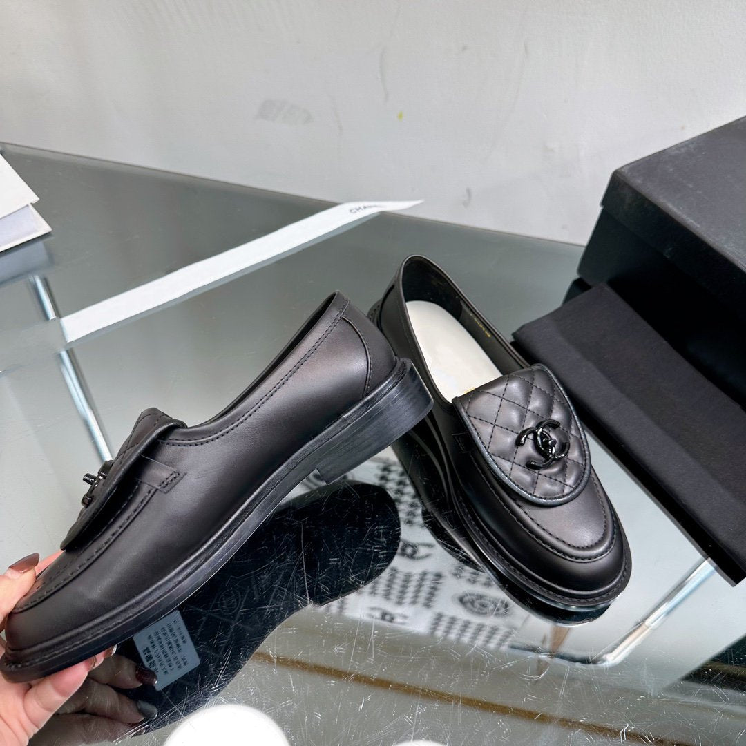 Chanel Moccasins Black Quilted Calfskin