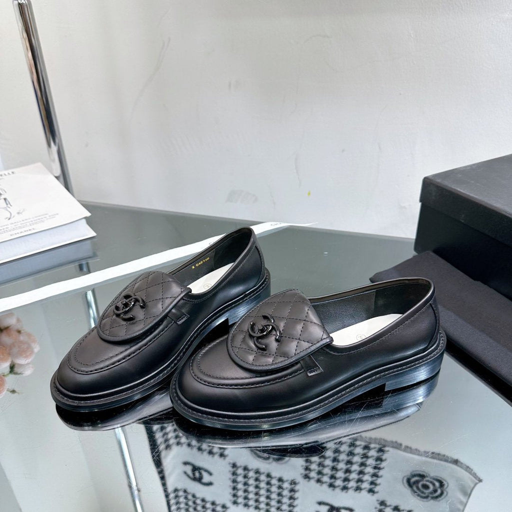 Chanel Moccasins Black Quilted Calfskin