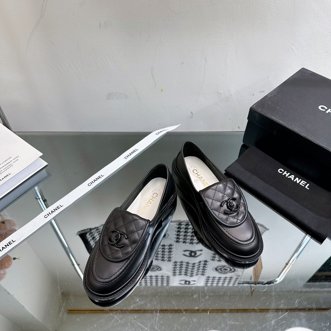 Chanel Moccasins Black Quilted Calfskin