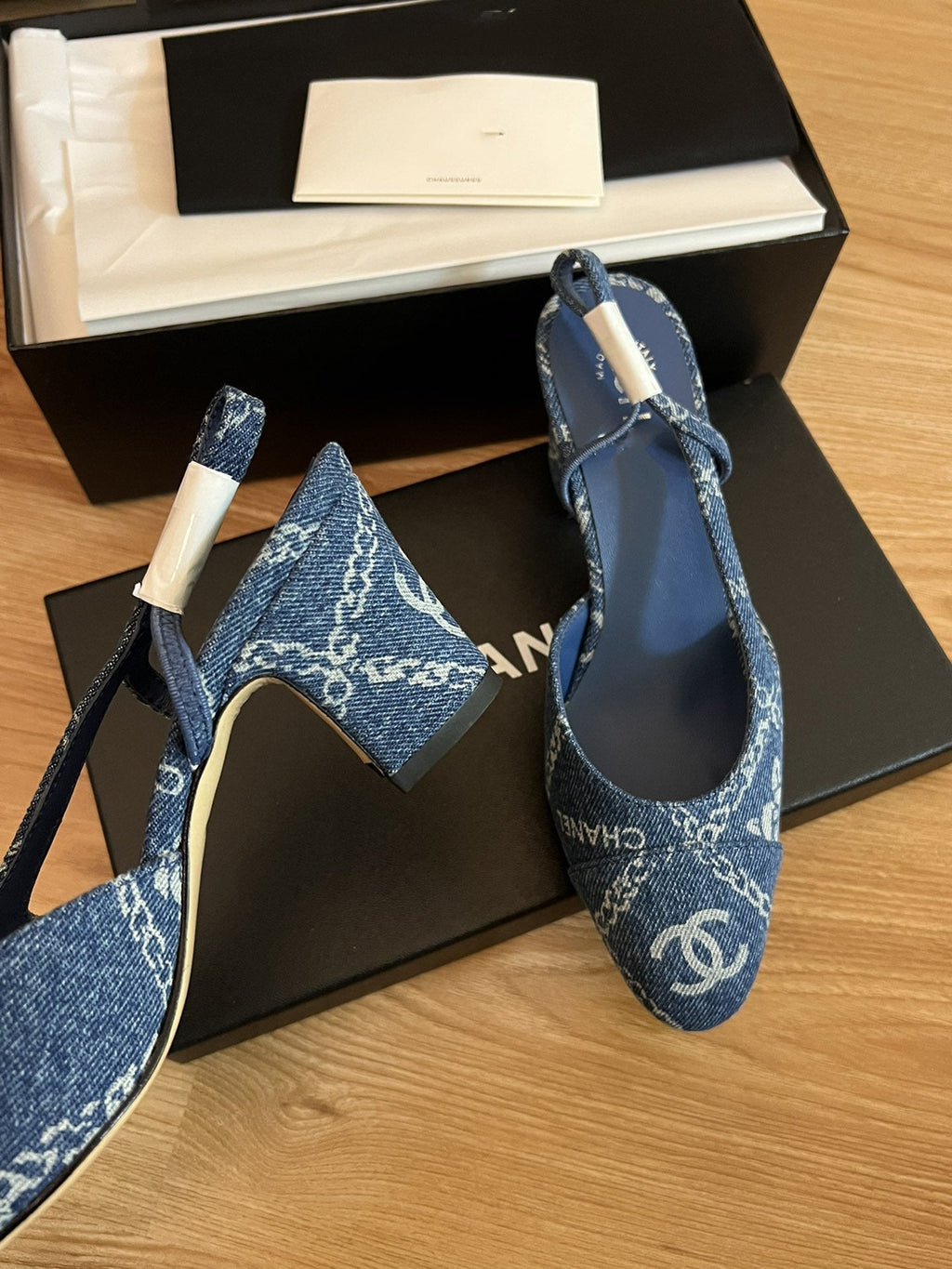 Chanel High Slingbacks Blue Denim