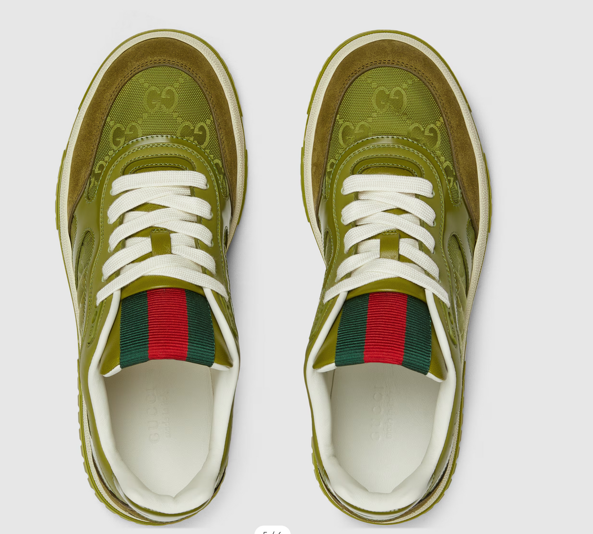 Gucci Re-Web Sneaker in Dark Green Calskin Canvas