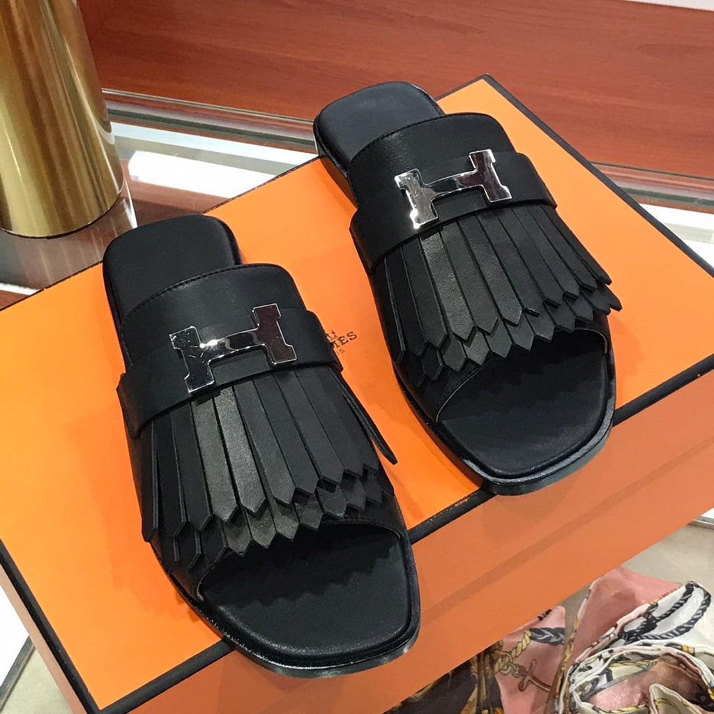 Hermes Royal Sandal Black Lambskin