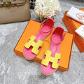 Hermes Santorini Sandal Pink Mix Lemon Calfskin