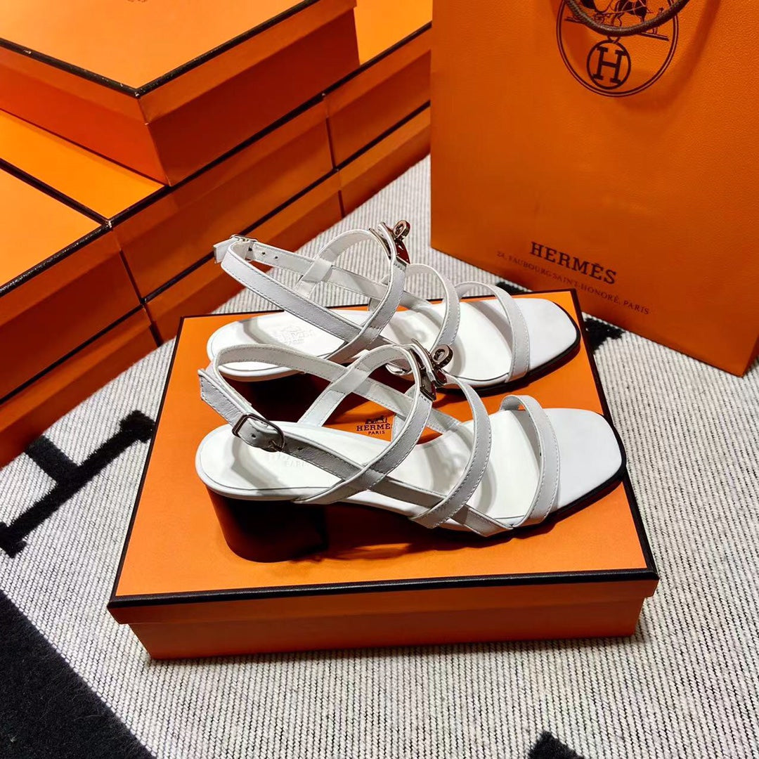 Hermes Mid - Sandal White Calfskin