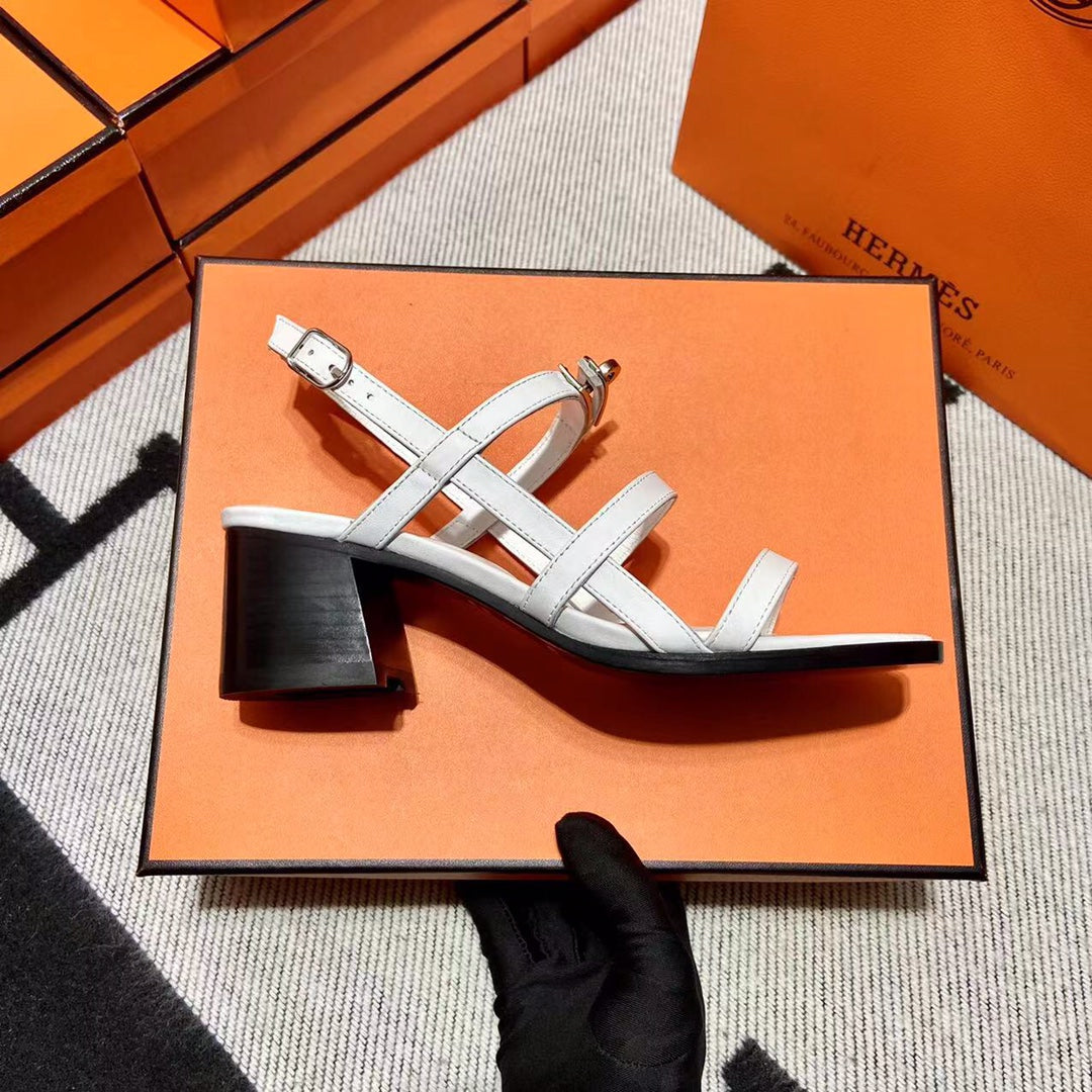 Hermes Mid - Sandal White Calfskin