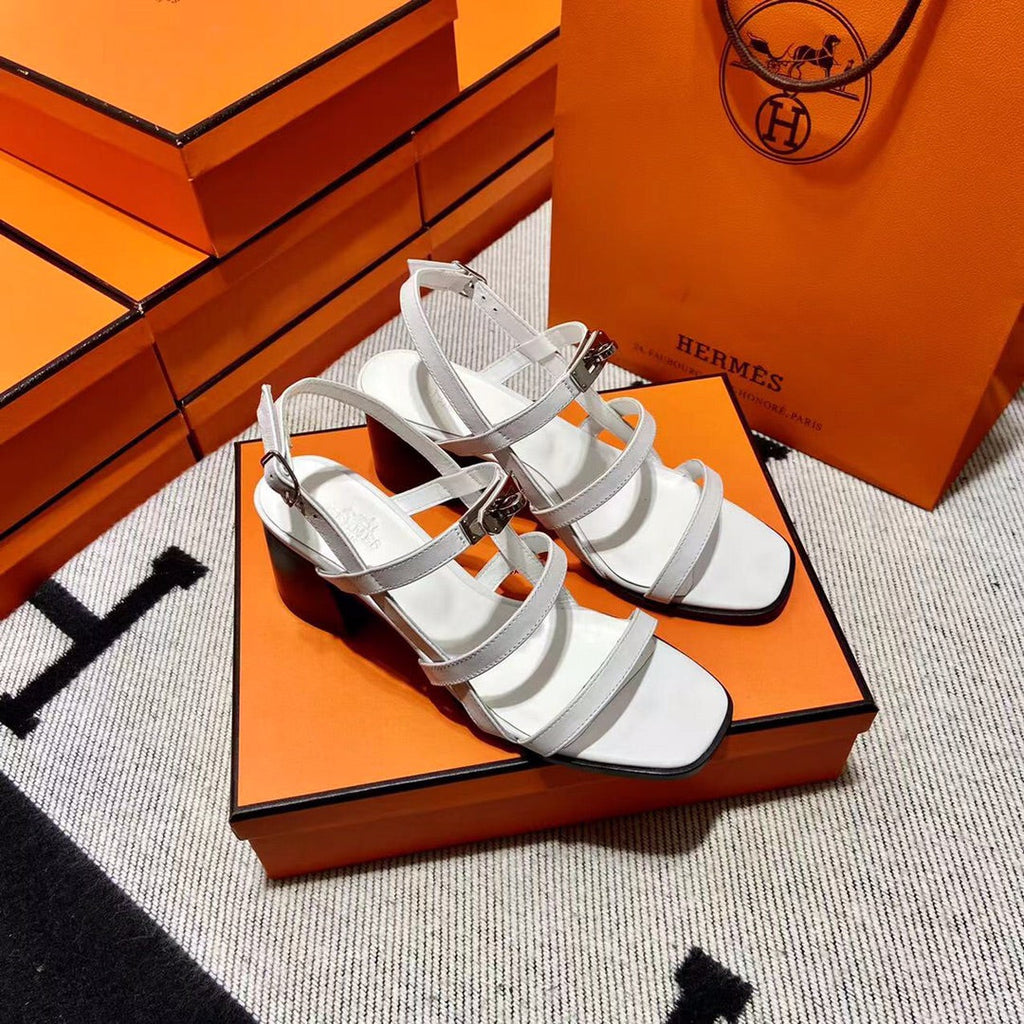 Hermes Mid - Sandal White Calfskin