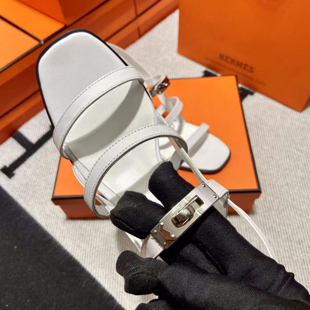 Hermes Mid - Sandal White Calfskin