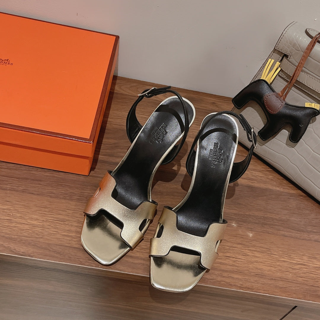 Hermes Slingback Sandal Eternite 105 Black Mix Silver Lambskin
