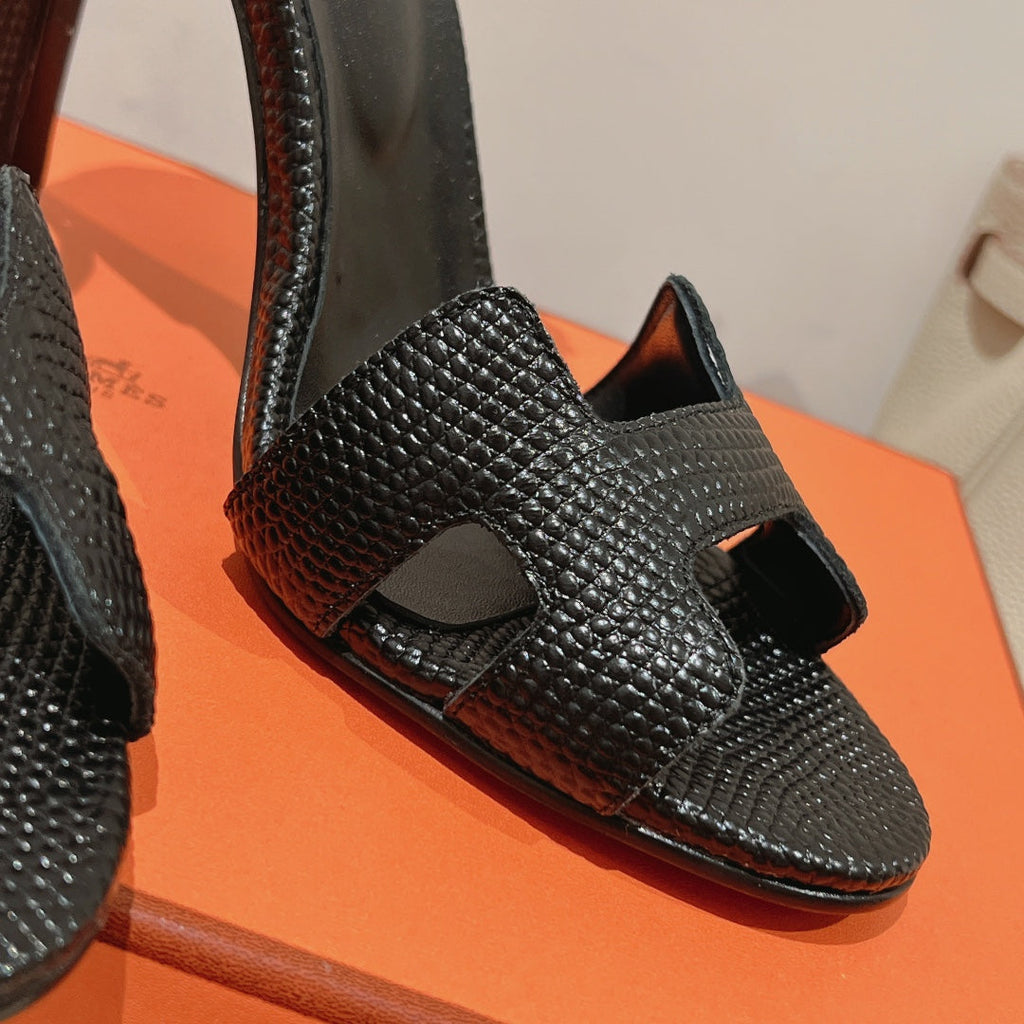 Hermes Premiere 115 Sandal in Black Grained Calfskin