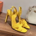 Hermes Holy 105 Sandal in Bright Yellow Grained Calfskin