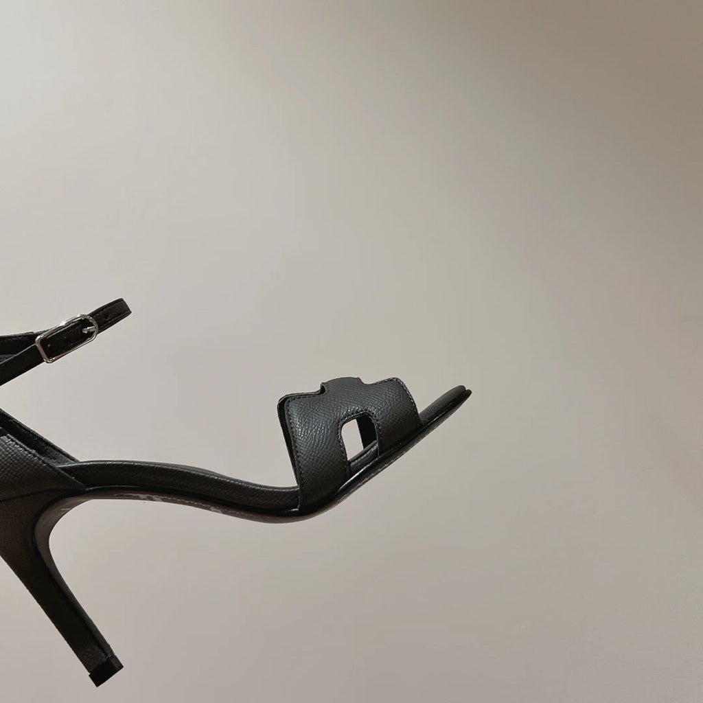 Hermes Premiere 105 Sandal in Dark Gray Calfskin