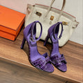 Hermes Premiere 105 Sandal in Violet Purple Crocodile Leather
