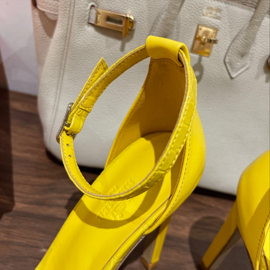 Hermes Premiere 115 Sandal in Bright Yellow Calfskin