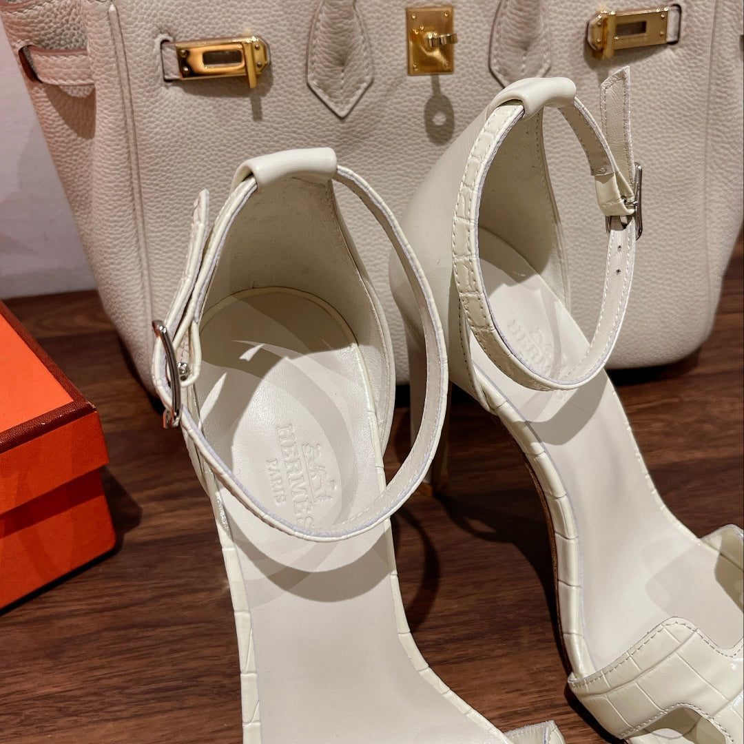 Hermes Premiere 115 Sandal in White Calfskin