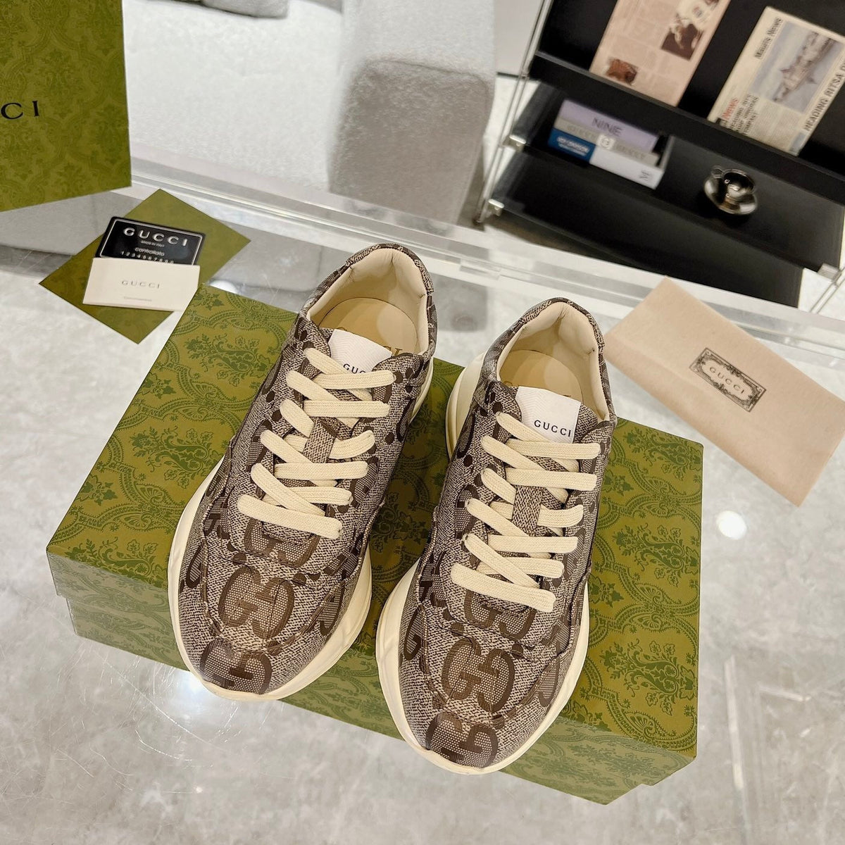 Gucci 100 Rhyton Sneaker Brown