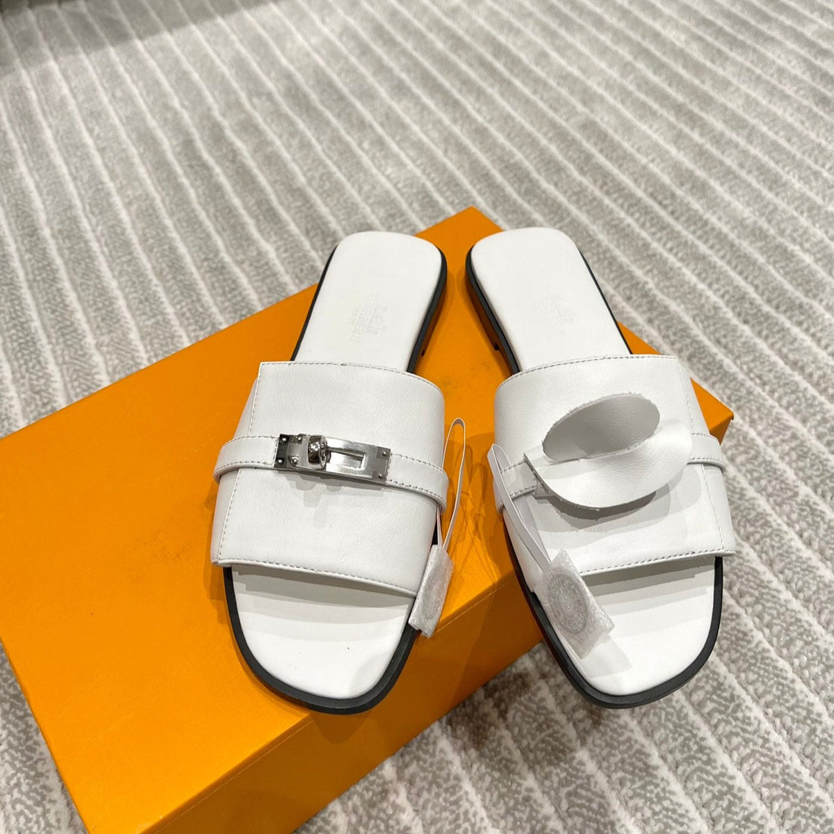 Hermes Gabriel Sandal White Calfskin