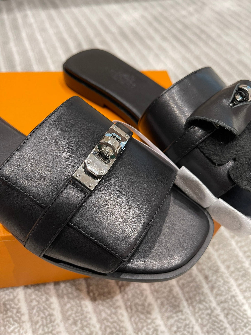 Hermes Gabriel Sandal Black Calfskin