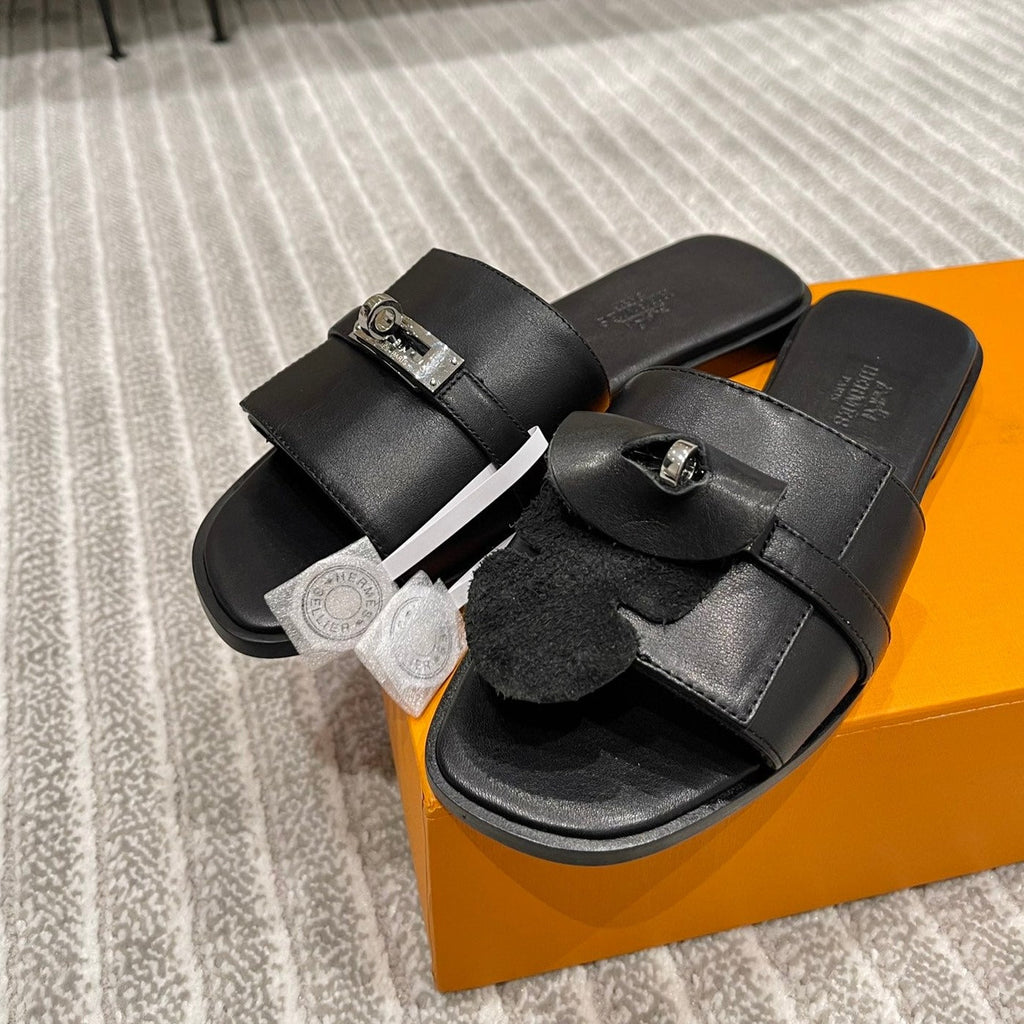 Hermes Gabriel Sandal Black Calfskin