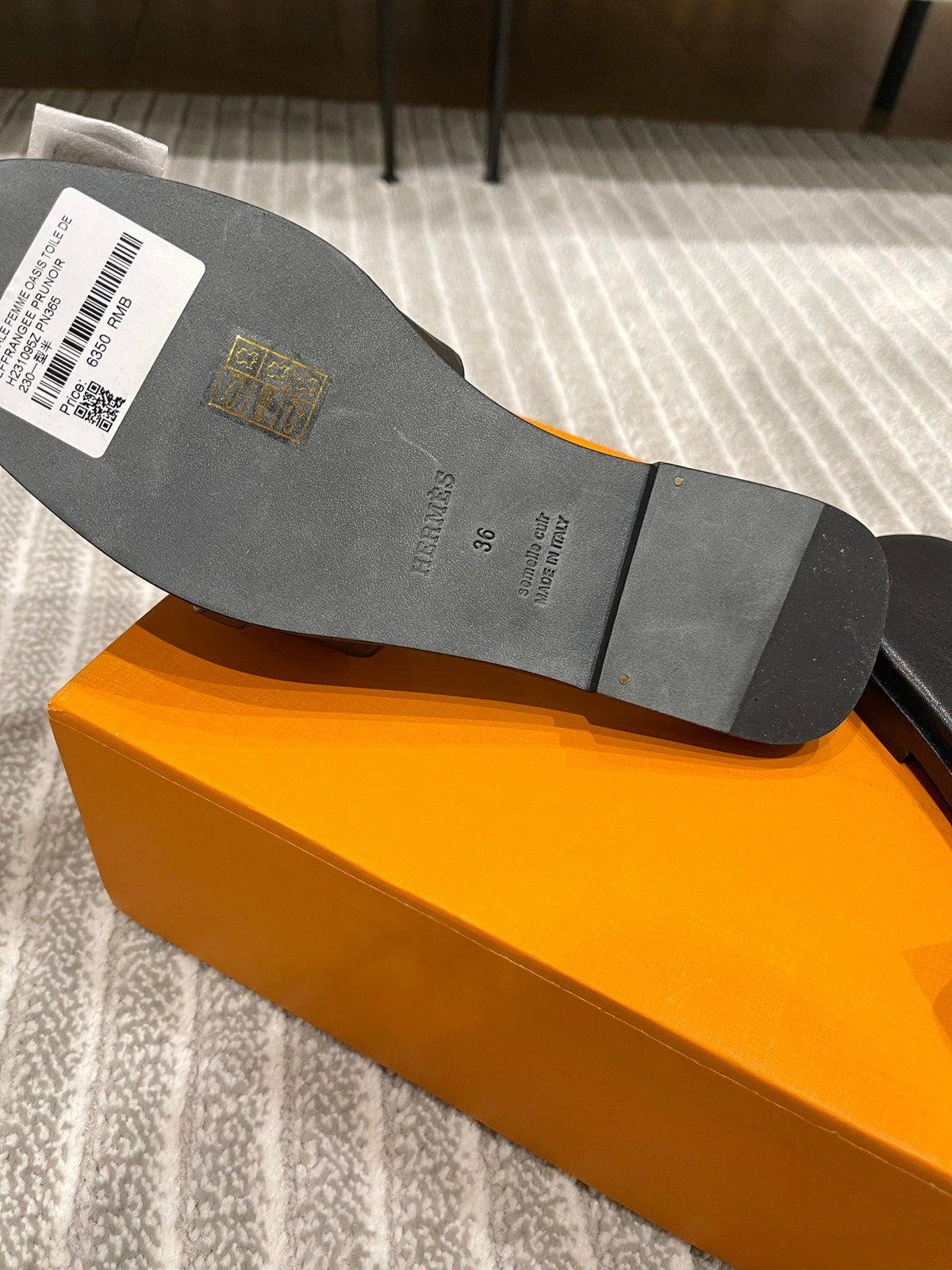Hermes Gabriel Sandal Black Calfskin