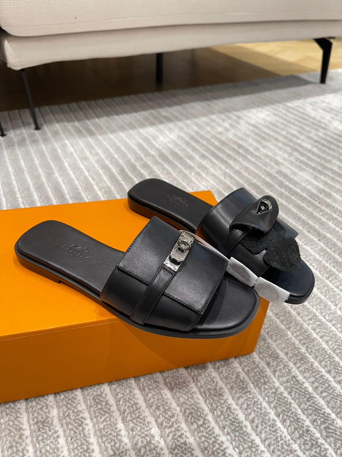 Hermes Gabriel Sandal Black Calfskin