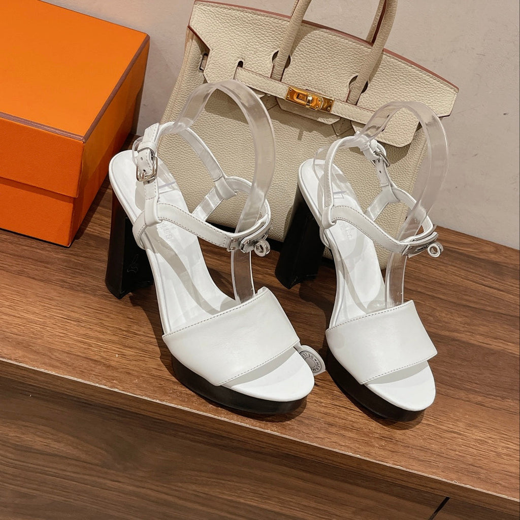 Hermes Glam Sandal 110 White Lambskin