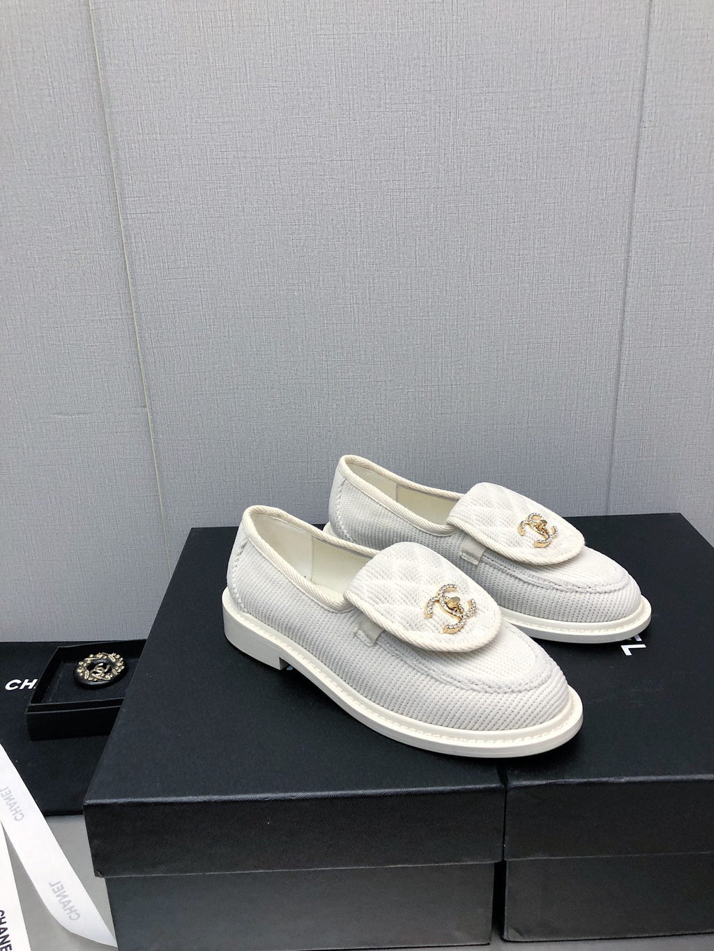 Chanel Moccasins White Denim 40mm