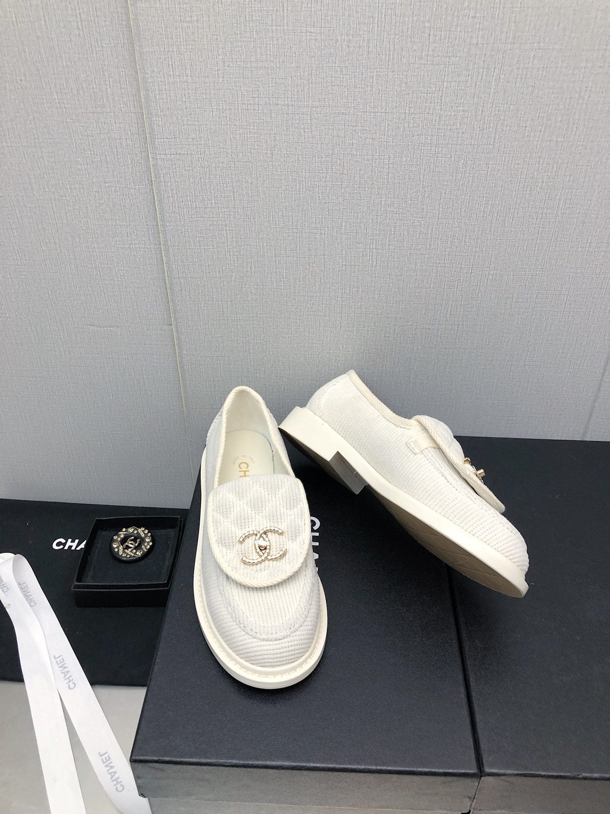 Chanel Moccasins White Denim 40mm
