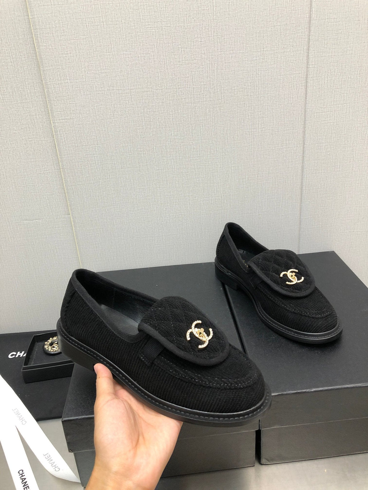 Chanel Moccasins Black Denim 40mm
