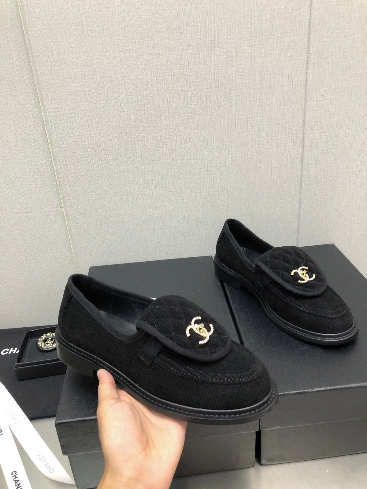 Chanel Moccasins Black Denim 40mm