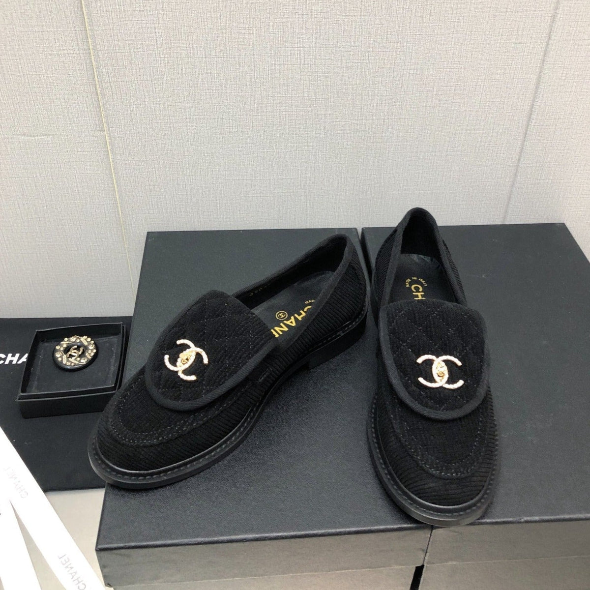 Chanel Moccasins Black Denim 40mm