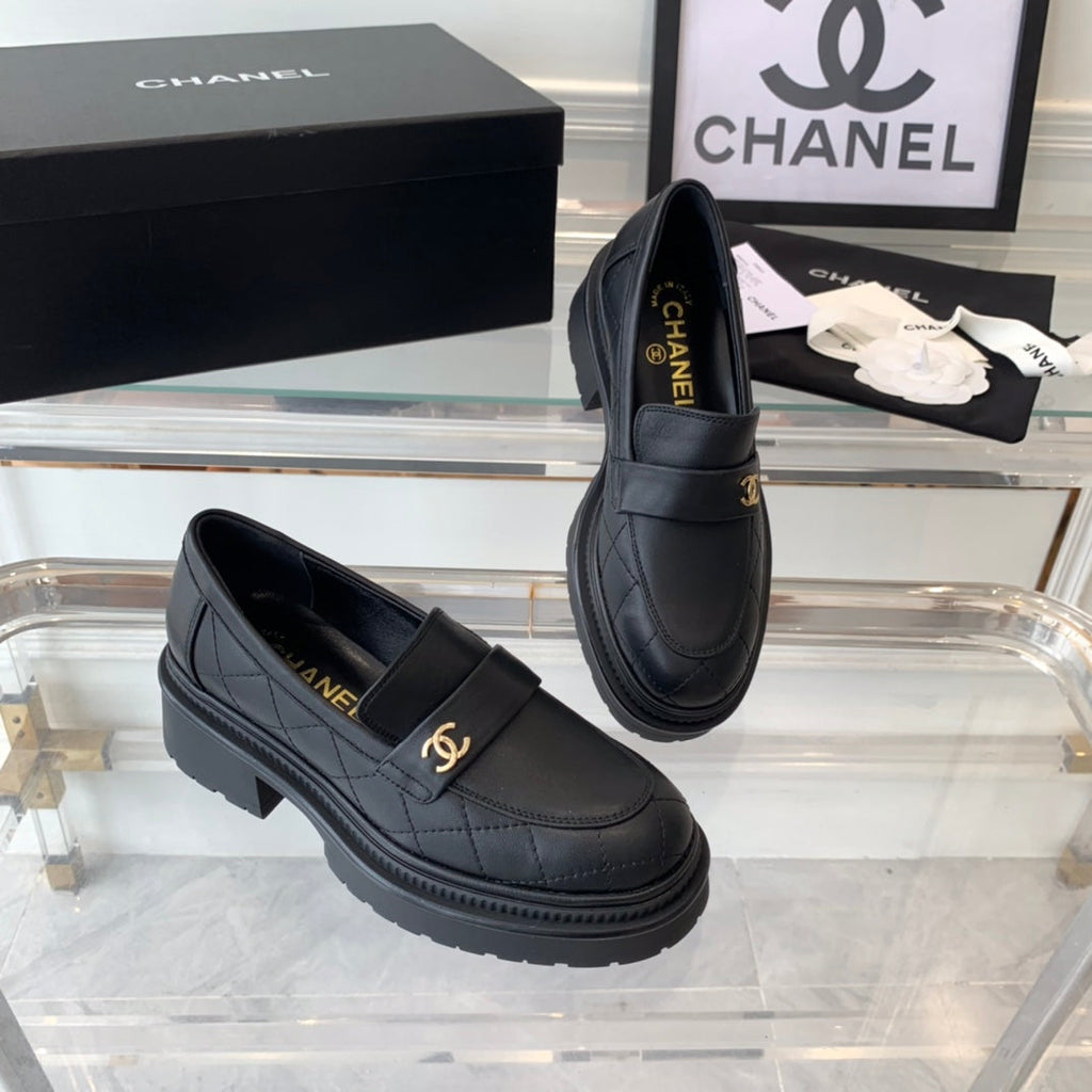 Chanel Moccasins Black 1 Calfskin