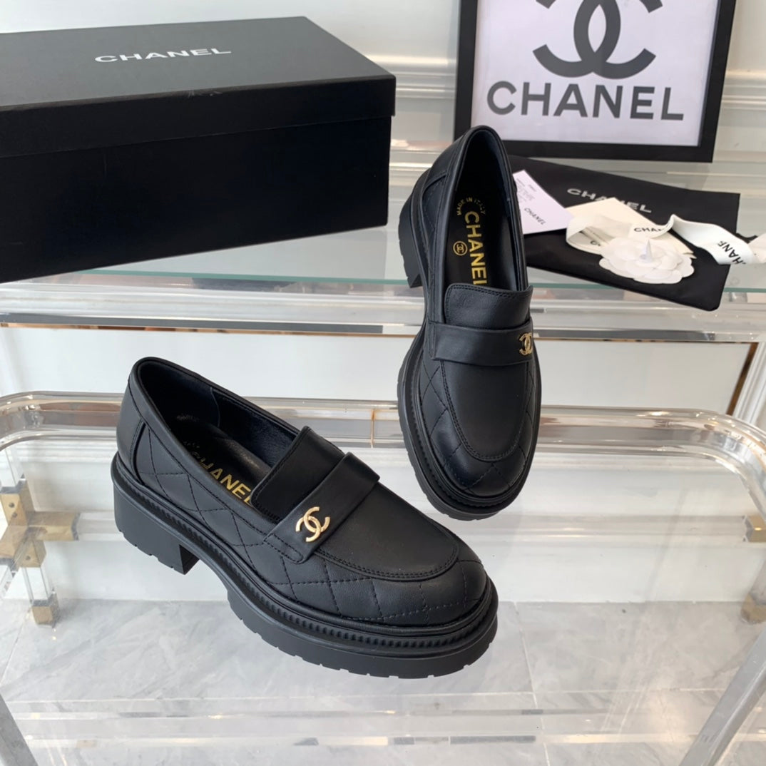 Chanel Moccasins Black 1 Calfskin