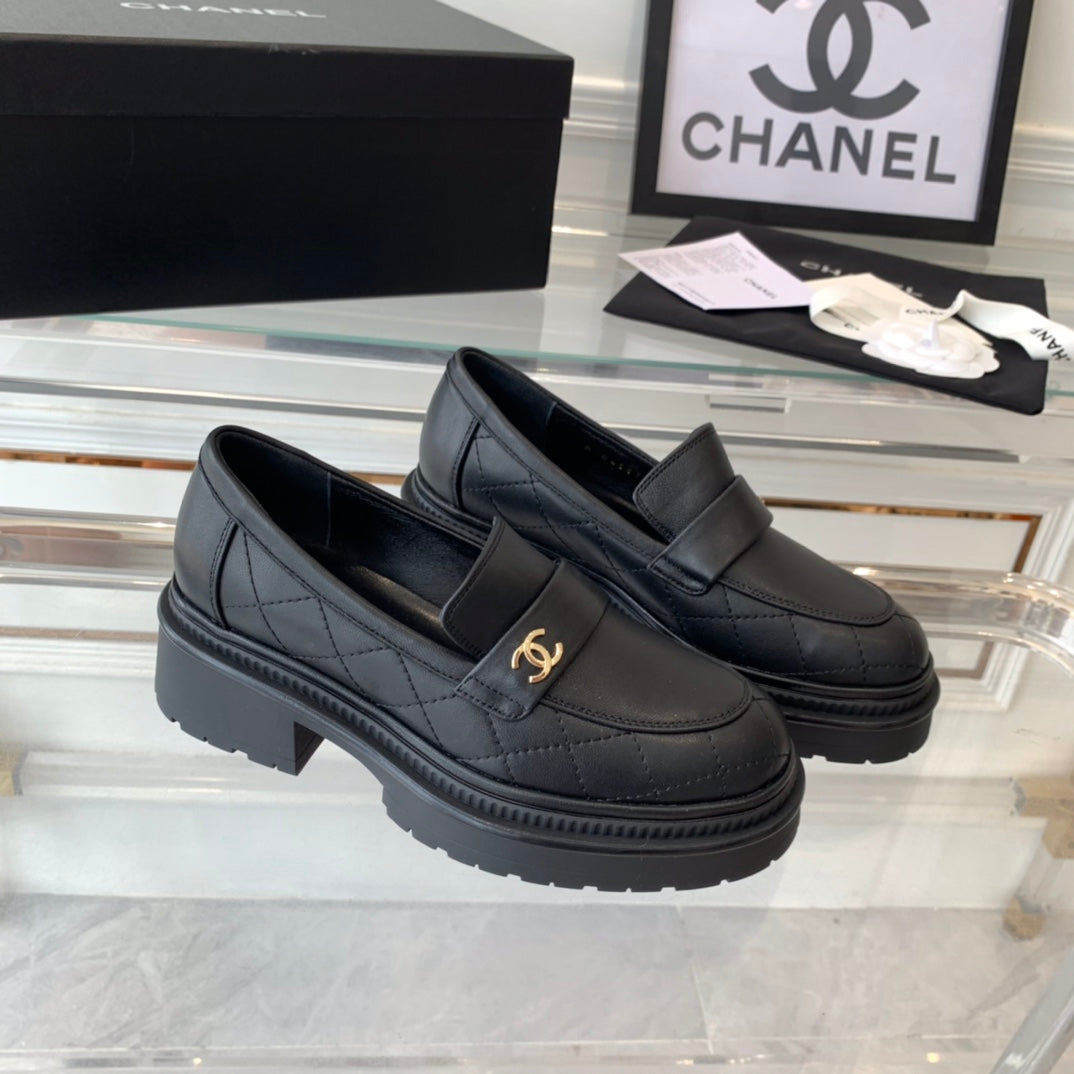 Chanel Moccasins Black 1 Calfskin