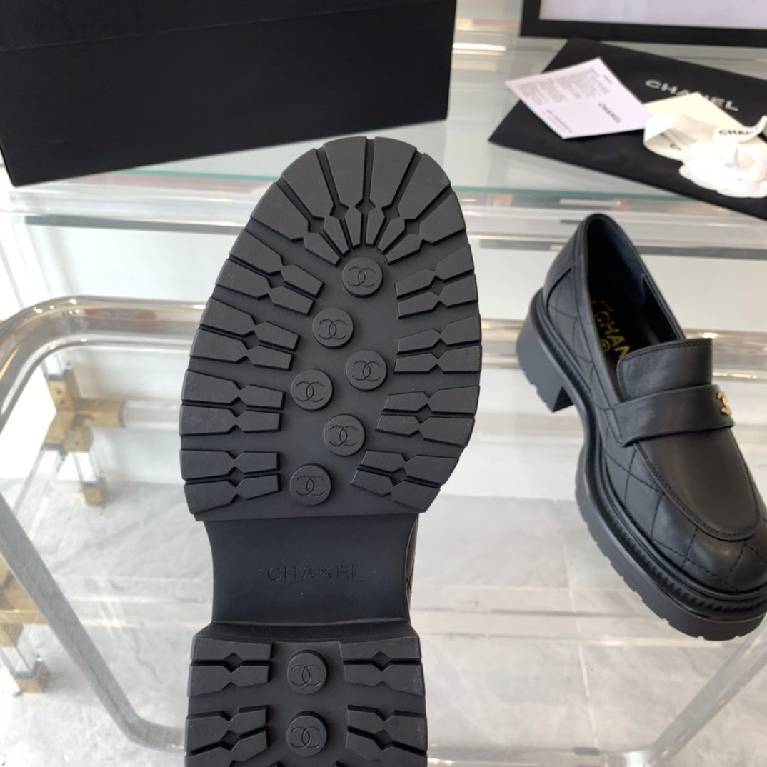 Chanel Moccasins Black 1 Calfskin