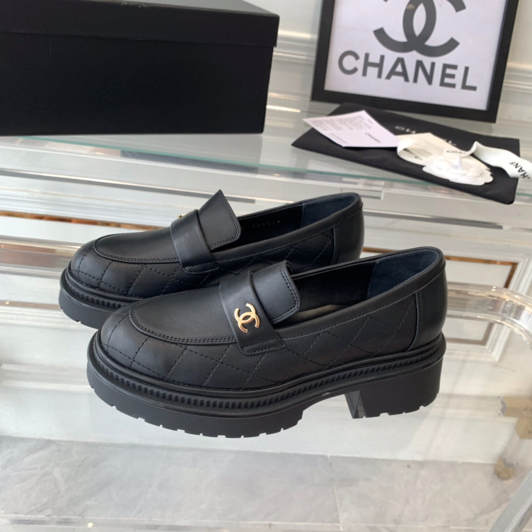 Chanel Moccasins Black 1 Calfskin