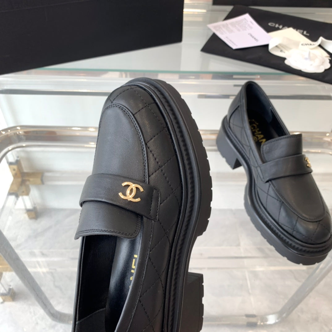 Chanel Moccasins Black 1 Calfskin