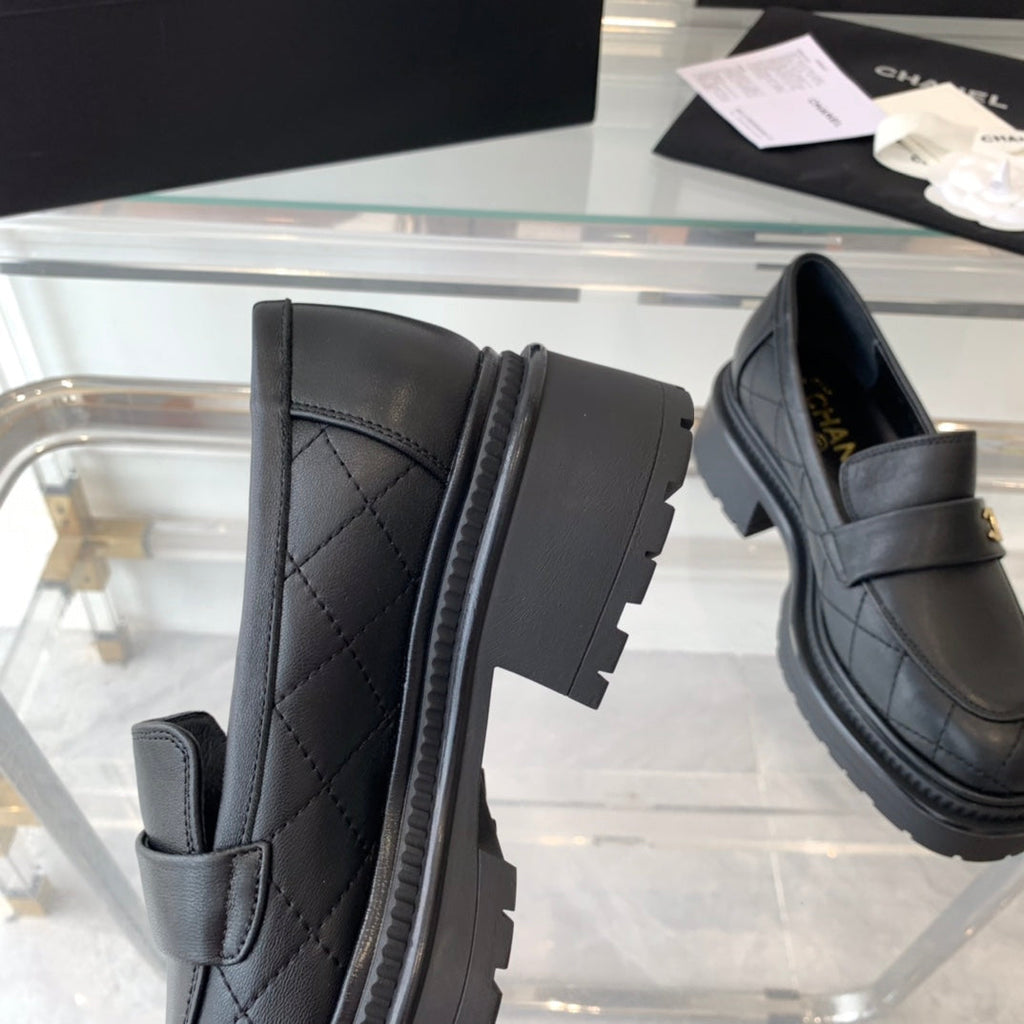 Chanel Moccasins Black 1 Calfskin