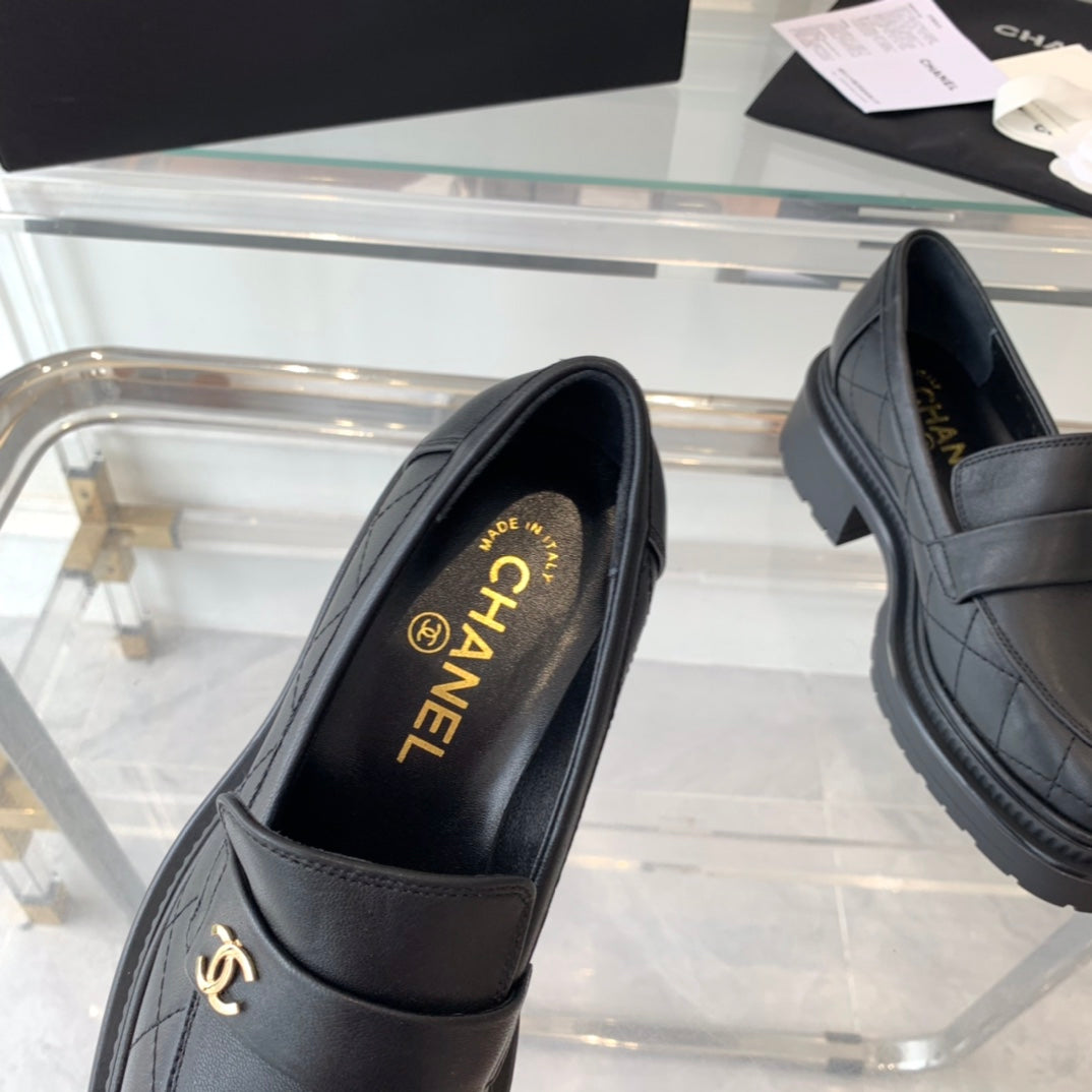 Chanel Moccasins Black 1 Calfskin