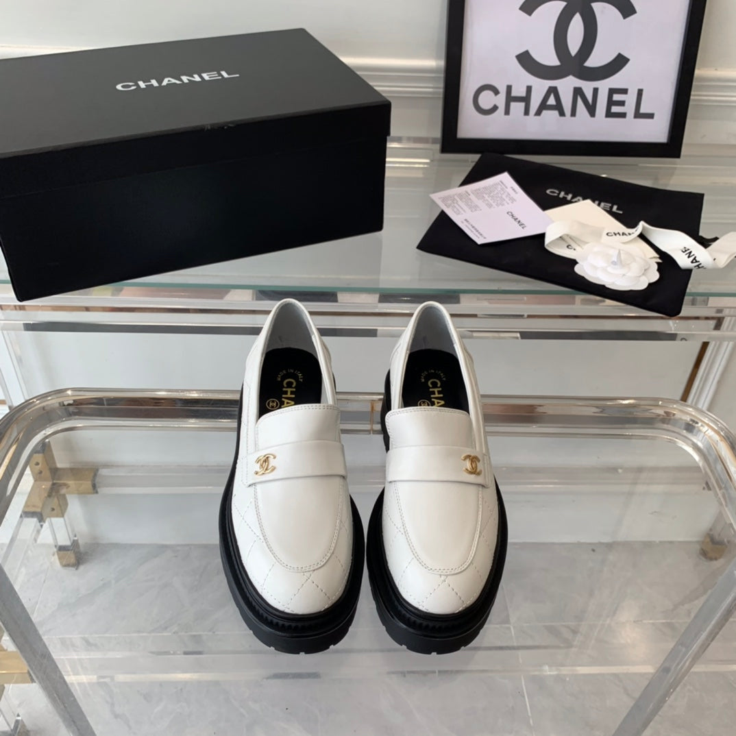 Chanel Moccasins White Calfskin