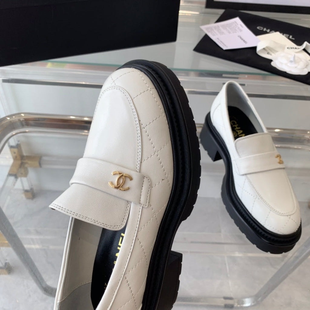 Chanel Moccasins White Calfskin