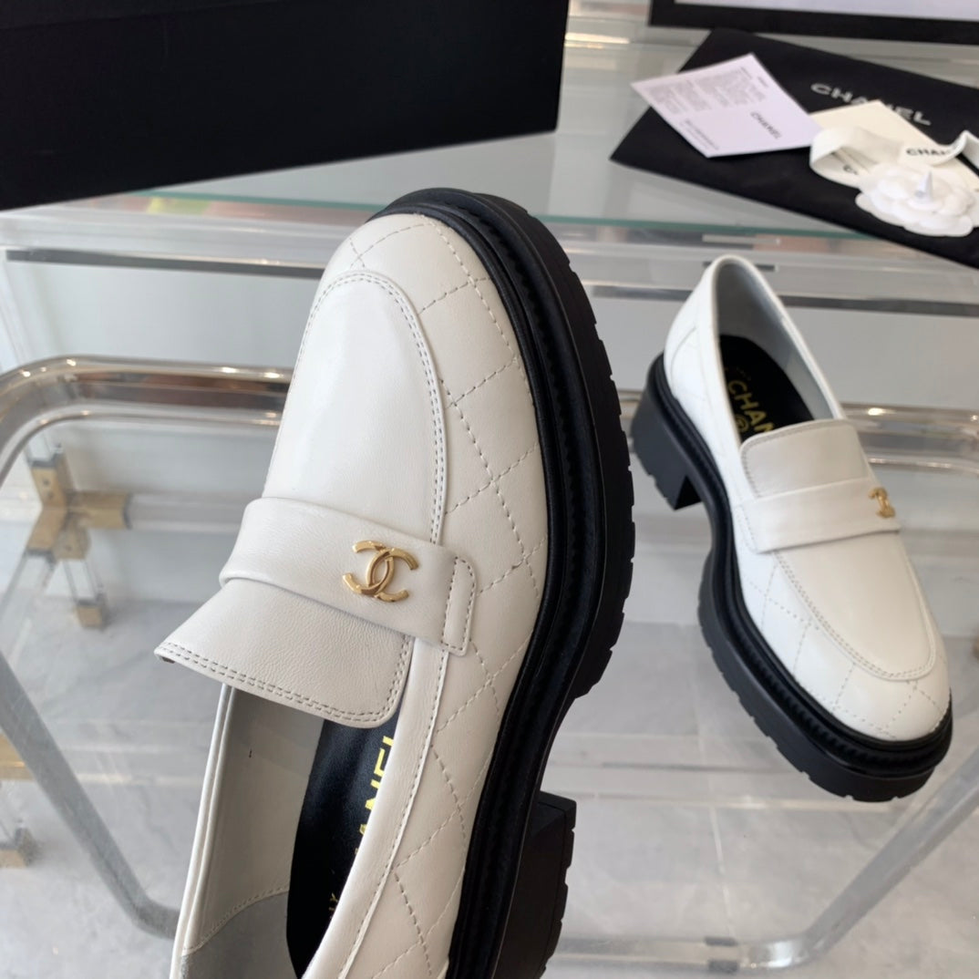 Chanel Moccasins White Calfskin