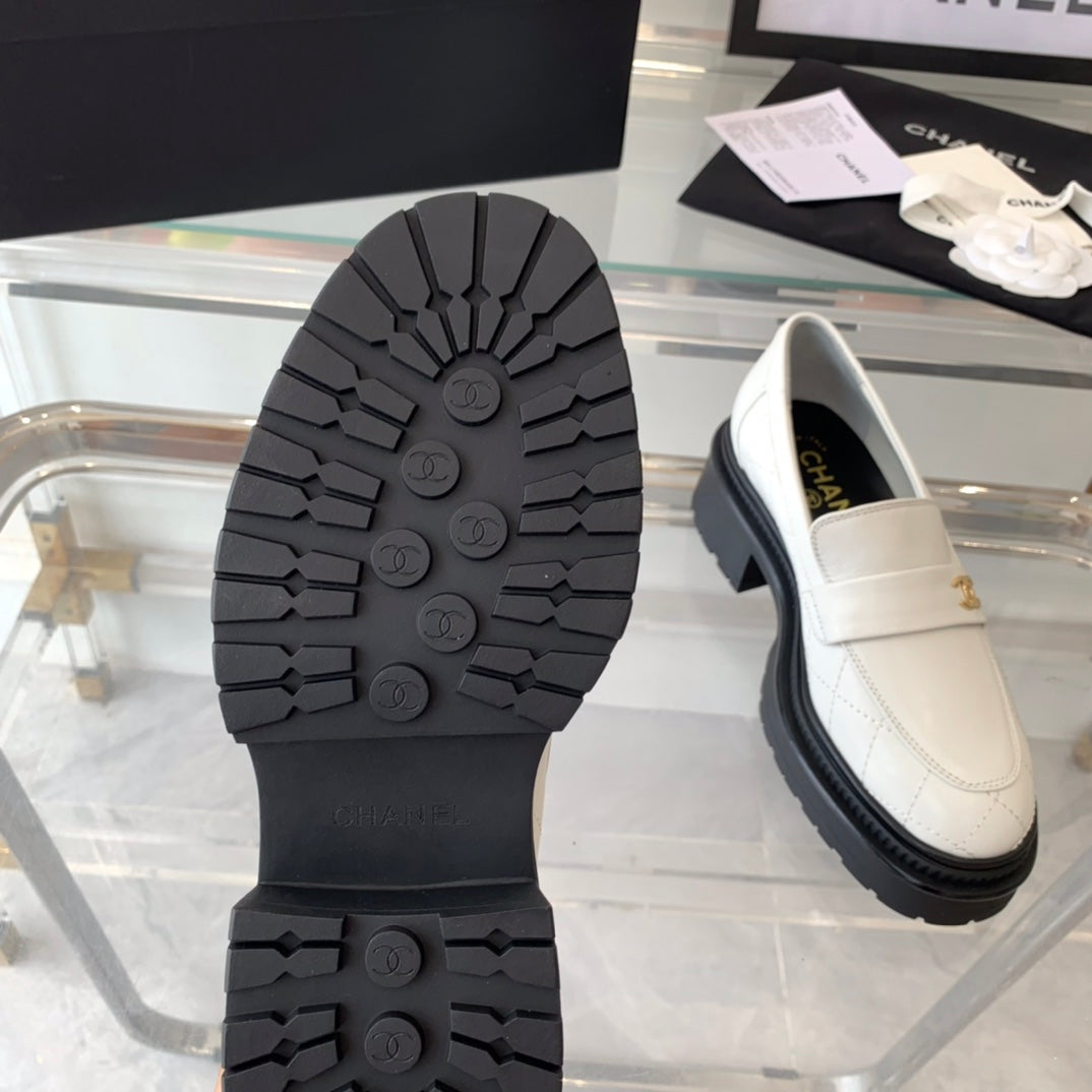 Chanel Moccasins White Calfskin