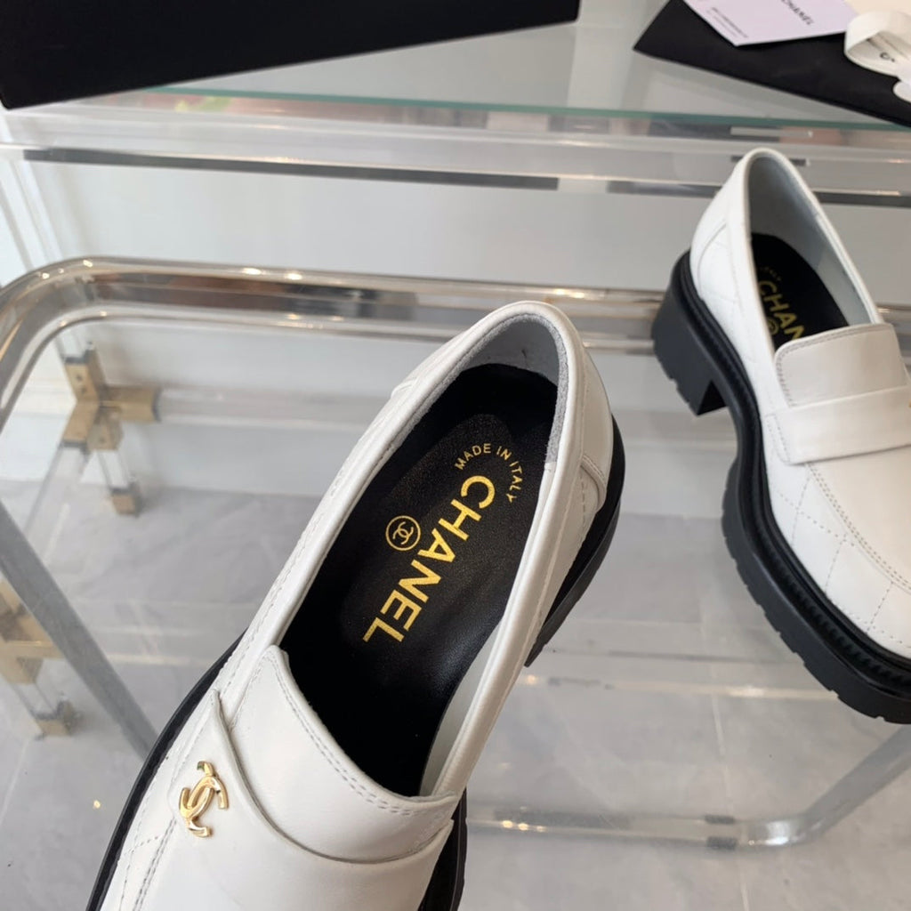 Chanel Moccasins White Calfskin