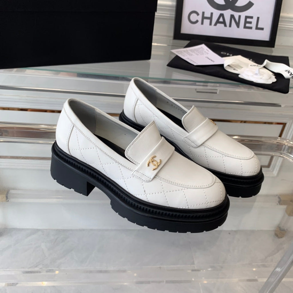 Chanel Moccasins White Calfskin