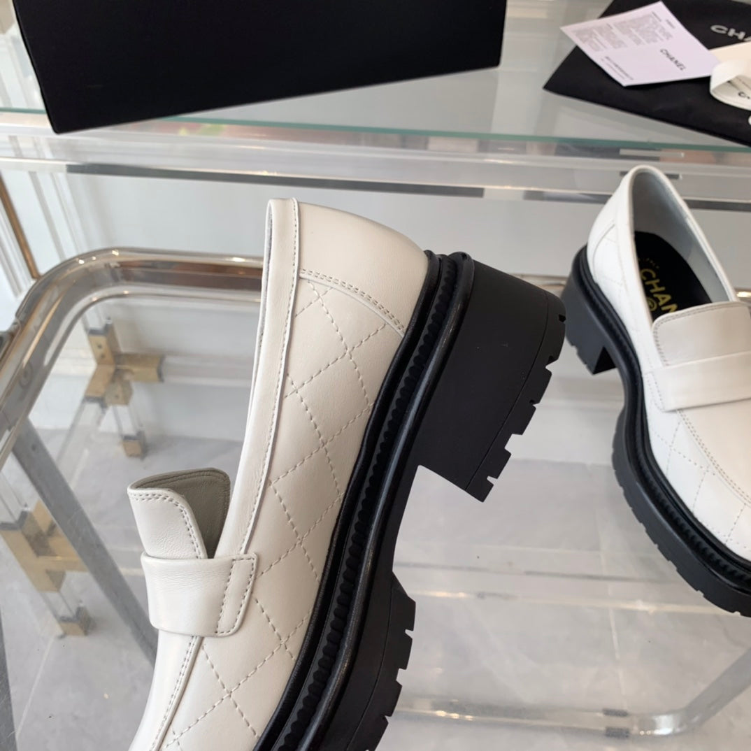 Chanel Moccasins White Calfskin