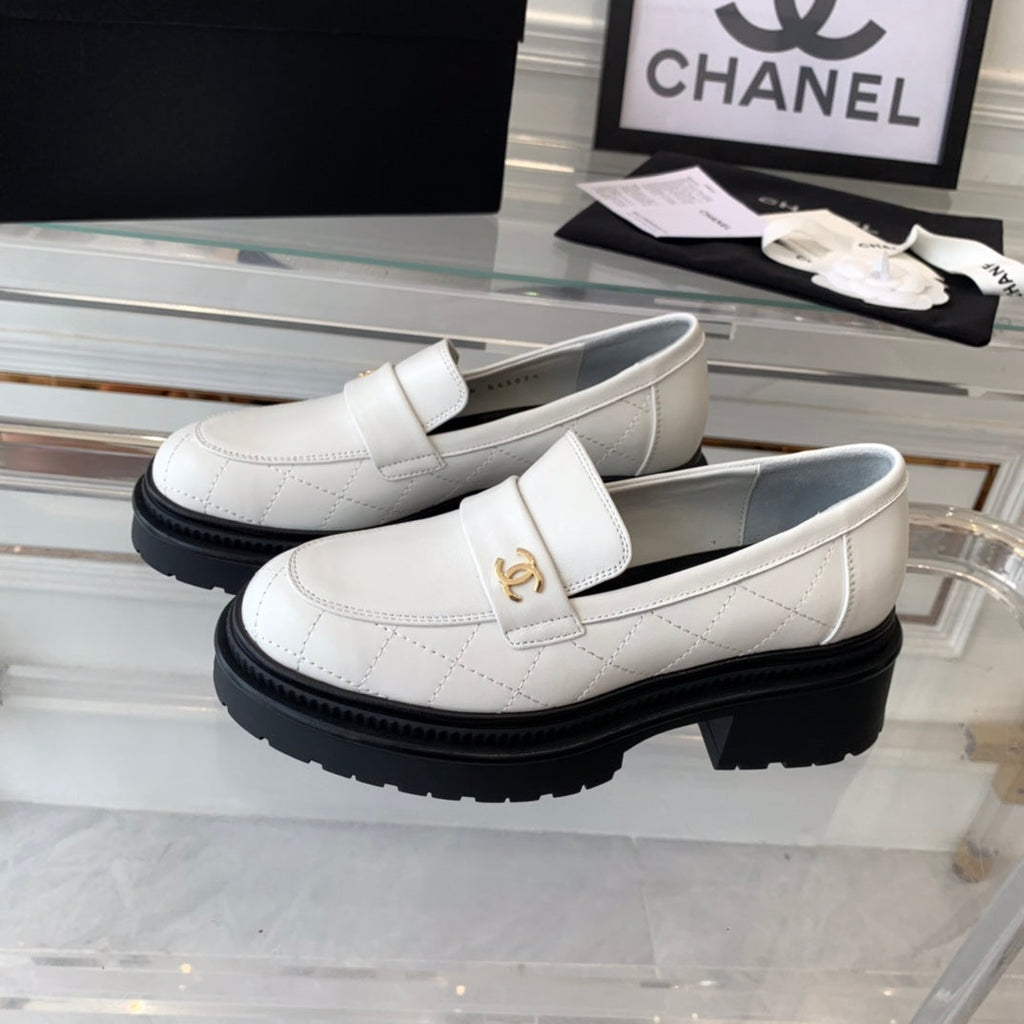 Chanel Moccasins White Calfskin